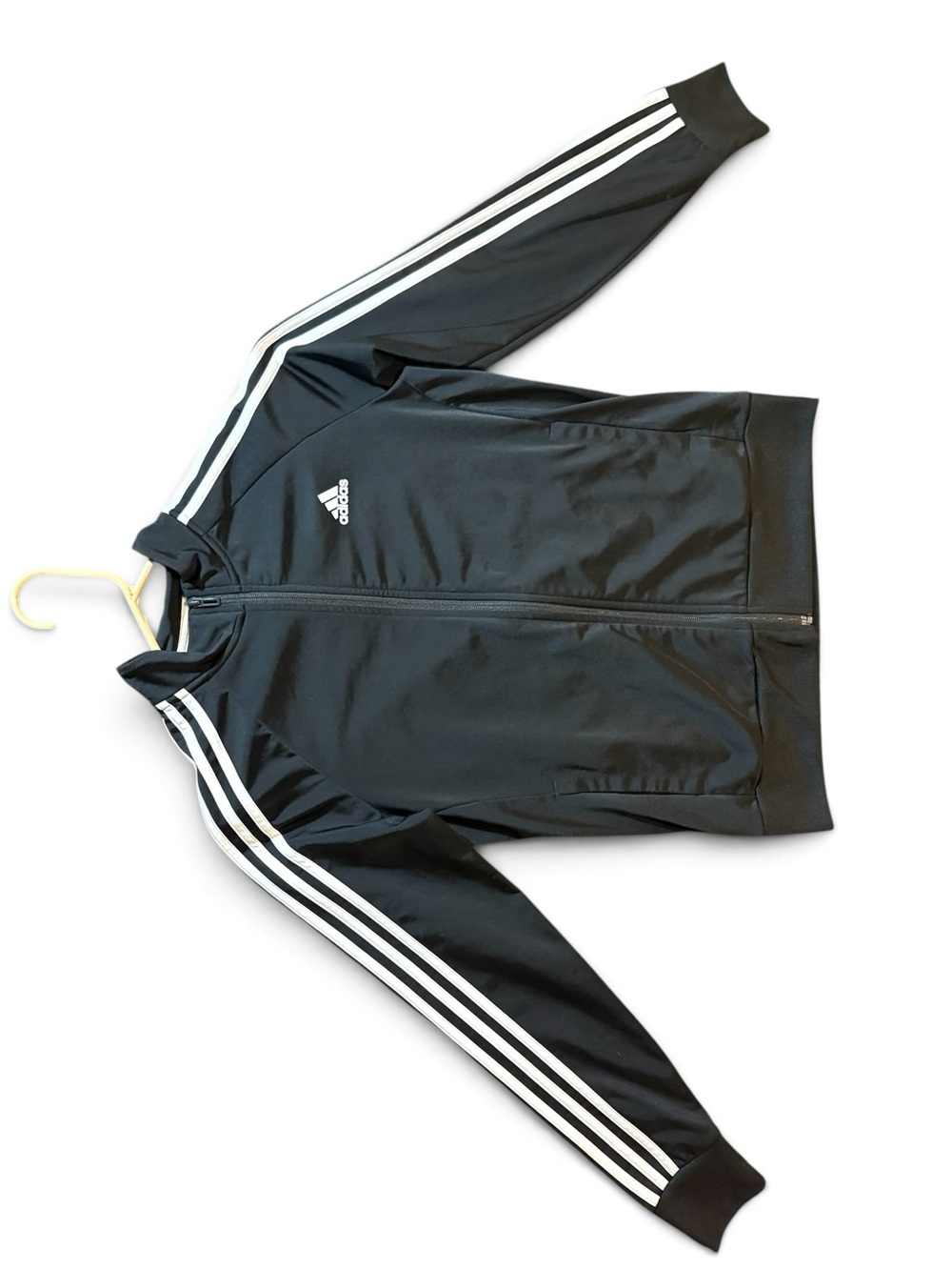 adidas Black Jacket with White Three-Stripes